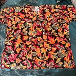 Smart Scrubs Vibrant Leaf Print Blouse
